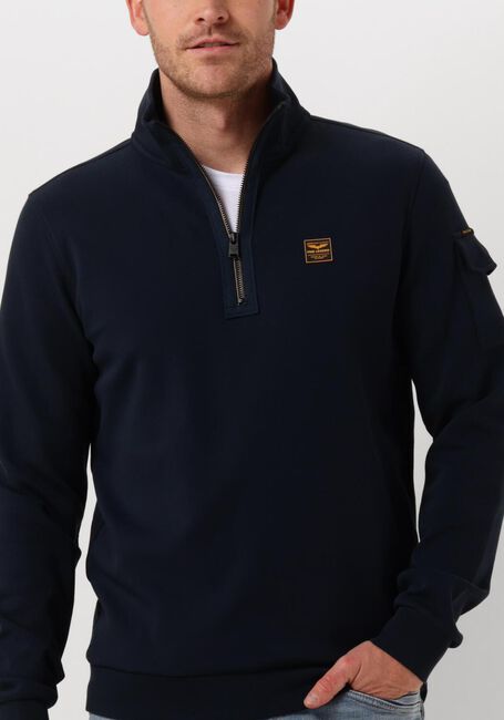 Blaue PME LEGEND Pullover HALF ZIP COLLAR INTERLOCK JERSEY - large