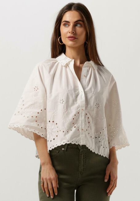 Bluse SHIRT IN ANGLAISE CROP & BRODERIE WITH COTTON Weiße ORGANIC SCOTCH Omoda | SODA