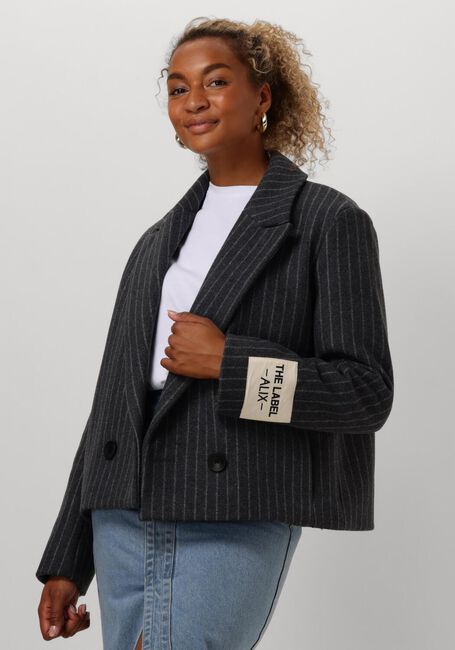 Dunkelgrau ALIX THE LABEL Mäntel LADIES WOVEN PINSTRIPE CROPPED COAT - large