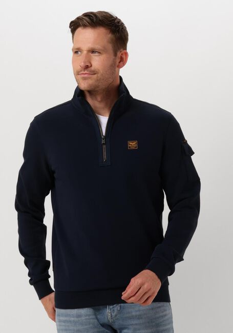 Blaue PME LEGEND Pullover HALF ZIP COLLAR INTERLOCK JERSEY - large