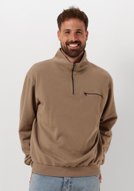 Taupe FORÉT Sweatshirt LOG HALF ZIP SWEATSHIRT - large