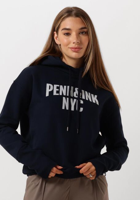 Blaue PENN & INK Pullover 110 HOODIE PRINT - large