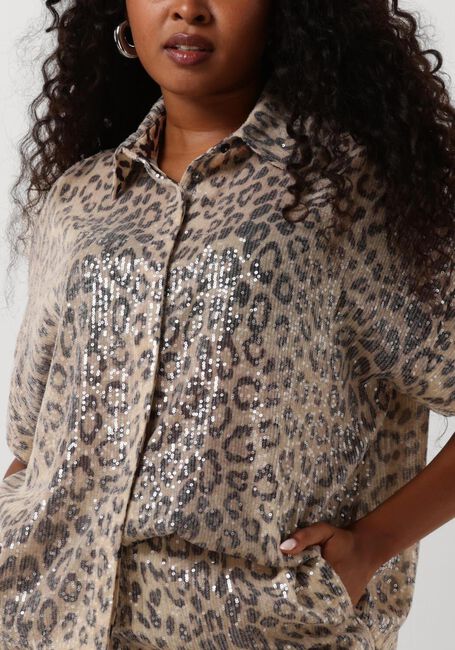 Braune ALIX THE LABEL Bluse LADIES WOVEN ANIMAL SEQUIN OVERSIZED BLOUSE - large