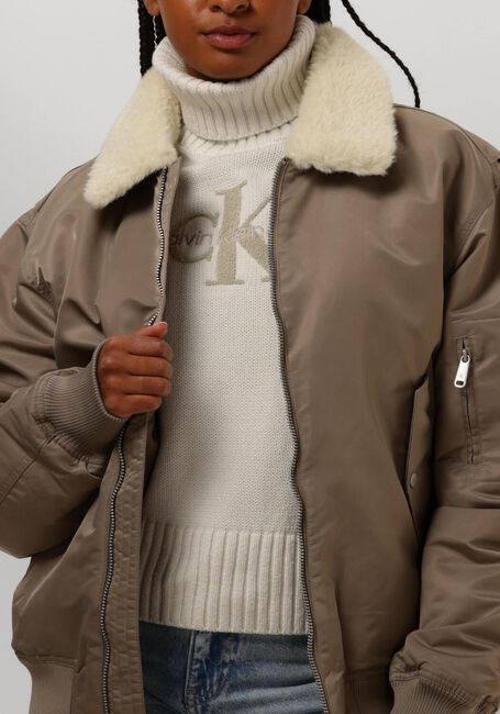 Beige CALVIN KLEIN Jack AVIATOR SHERPA JACKET - large