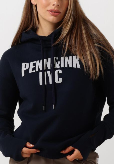 Blaue PENN & INK Pullover 110 HOODIE PRINT - large