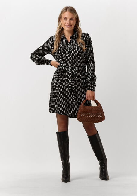 Schwarze VANILIA Minikleid DOTTED SHIRT DRESS - large