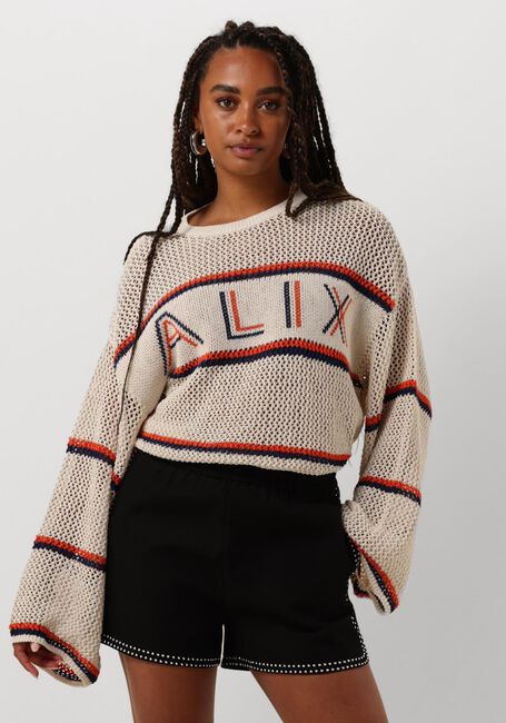 Weiße ALIX THE LABEL Pullover & Cardigans LADIES KNITTED AJOUR ALIX PULLOVER - large