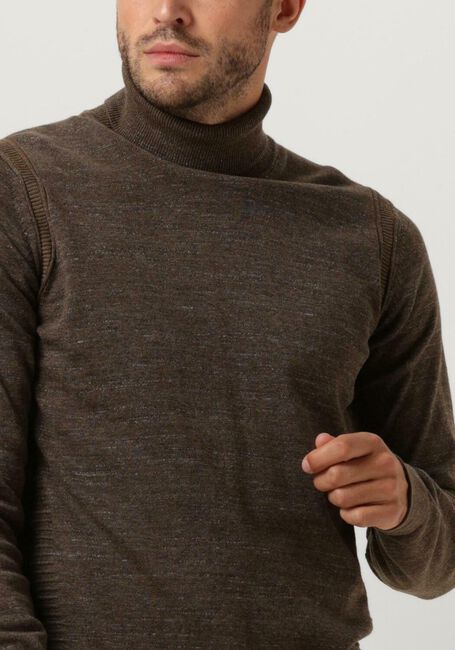 Braune CAST IRON Rollkragenpullover TURTLENECK COTTON HEATHER PLATED - large