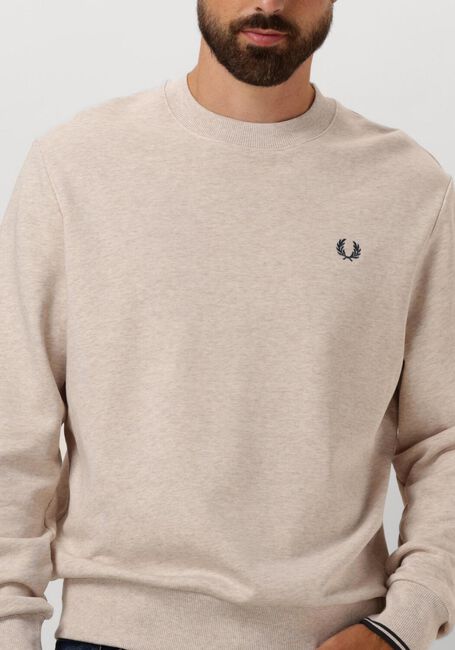 Beige FRED PERRY Pullover CREW NECK SWEATSHIRT - large