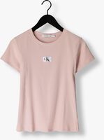 Hell-Pink CALVIN KLEIN T-shirt WOVEN LABEL RIB SLIM TEE