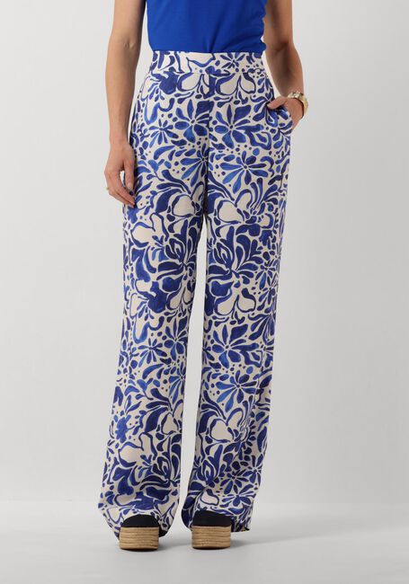 Blaue JANSEN AMSTERDAM Weite Hose WBF429 WOVEN PRINTED WIDE LONG PANTS - large