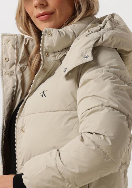 Beige CALVIN KLEIN Wattierte Jack MONOLOGO NON DOWN LONG PUFFER - large