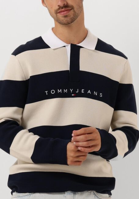 Blaue TOMMY JEANS Pullover TJM REG CB STRIPED LINEAR RUGBY - large