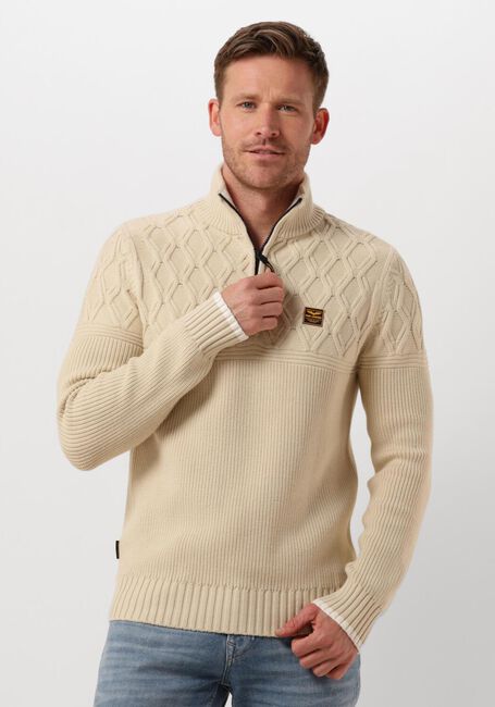 Beige PME LEGEND Pullover & Cardigans HALF ZIP COLLAR COTTON MIX YARN - large