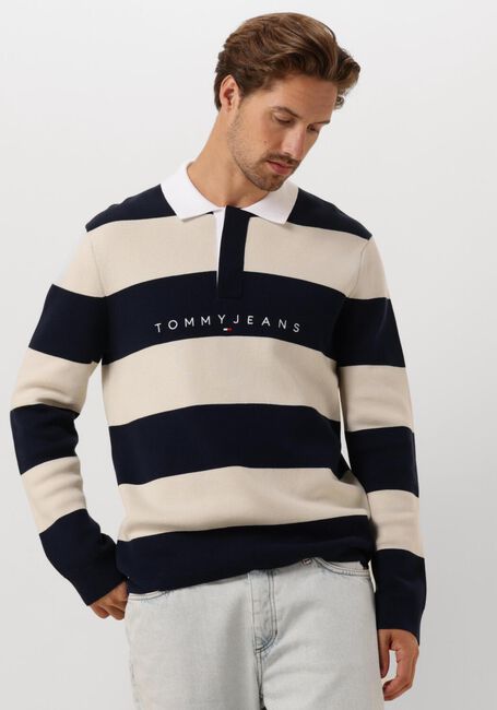 Blaue TOMMY JEANS Pullover TJM REG CB STRIPED LINEAR RUGBY - large