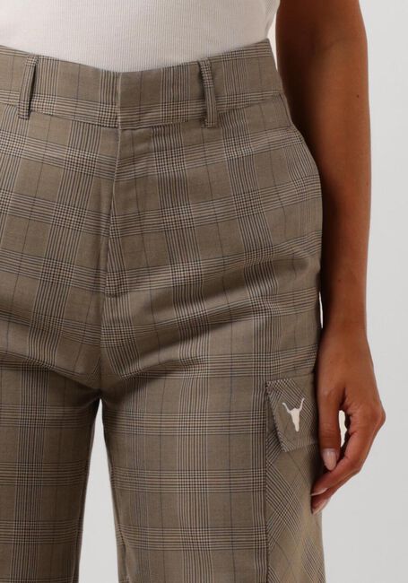 Camelfarbene ALIX THE LABEL Cargohosen LADIES WOVEN CHECK CARGO PANTS - large