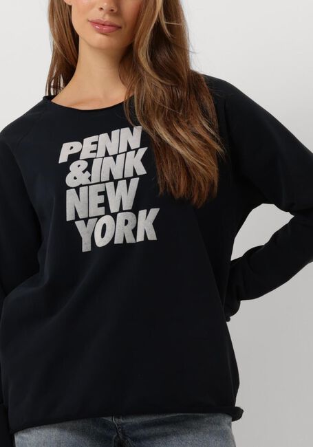 Schwarze PENN & INK Pullover 513 SWEATER PRINT - large