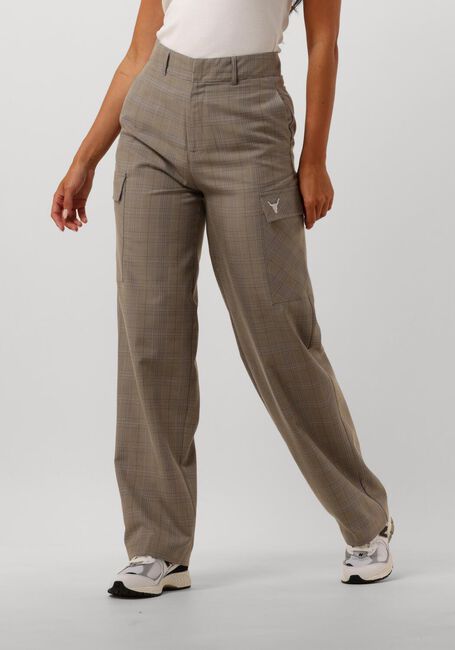 Camelfarbene ALIX THE LABEL Cargohosen LADIES WOVEN CHECK CARGO PANTS - large