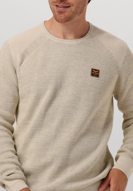 Beige PME LEGEND Pullover R-NECK COTTON RIB MELEE KNIT - large