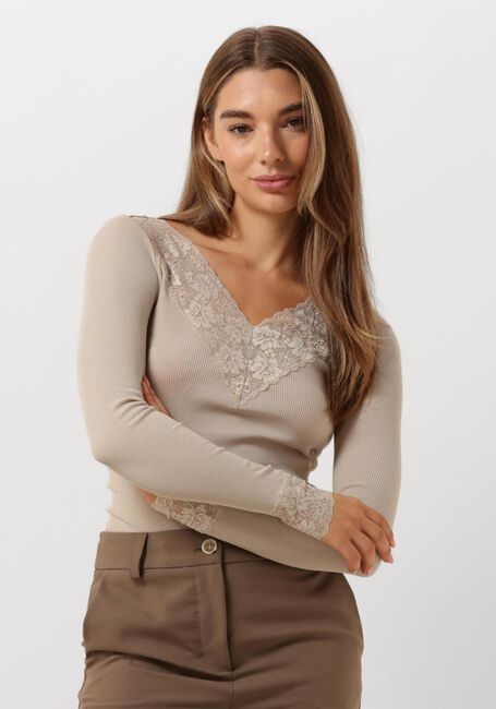 Beige ROSEMUNDE Top BERNADINE ORGANIC T-SHIRT LACE - large