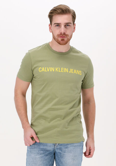Grüne CALVIN INSTITUTIONAL SLIM TEE SS | KLEIN LOGO T-shirt Omoda