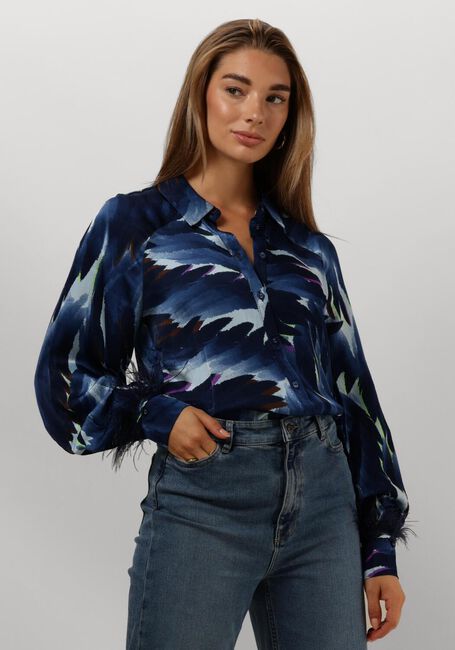 Blaue POM AMSTERDAM Bluse FEATHERS BLUE - large